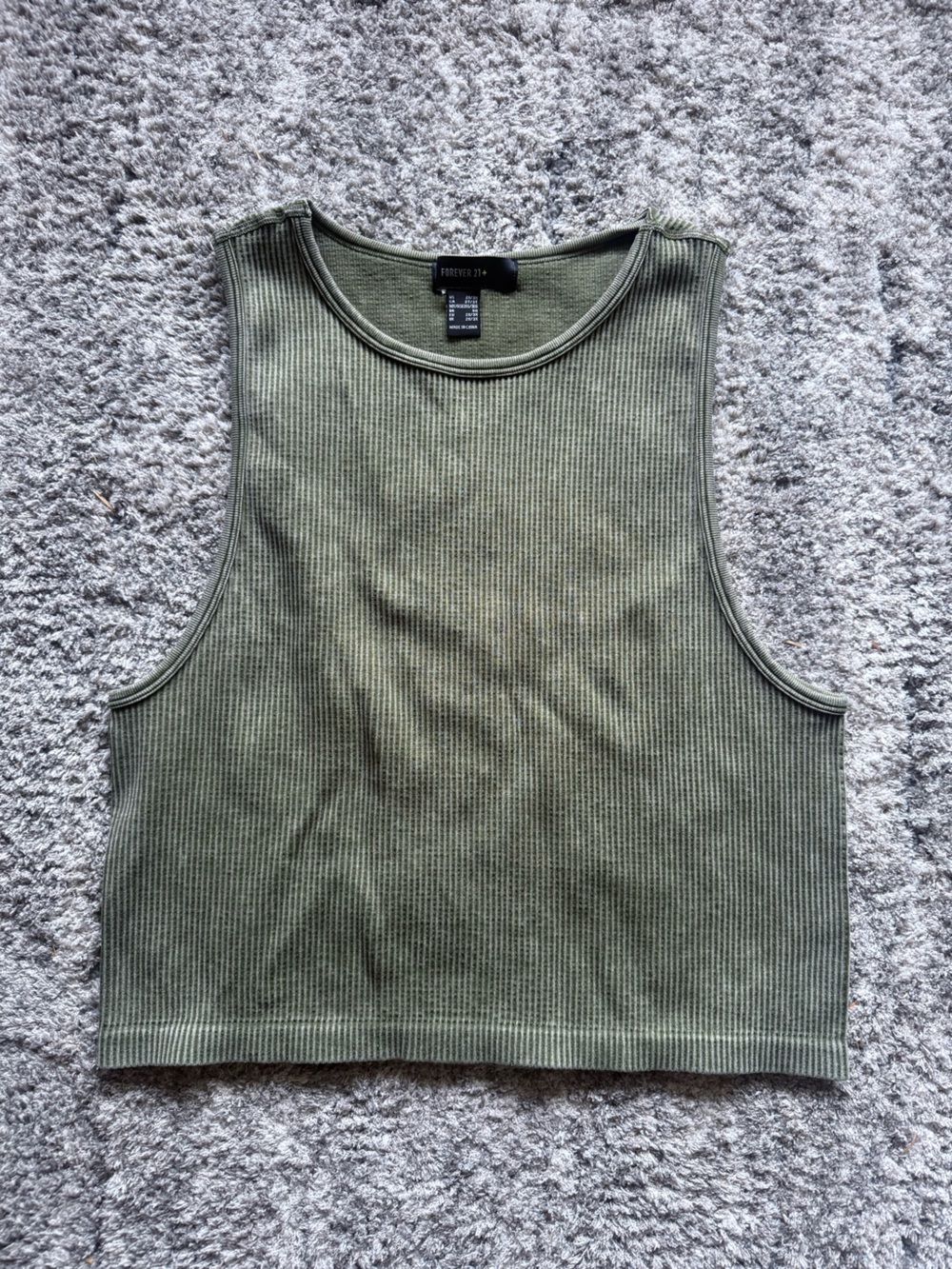 Forever 21 Olive Green Ribbed Crop Tank